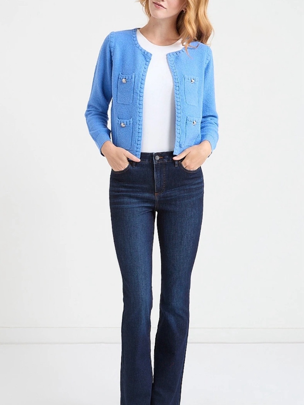 Ricki's Sky Blue Cropped Knit Cardigan XS NWT